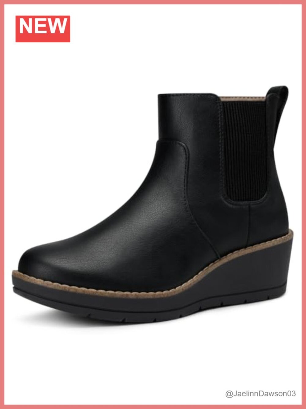 Faux Leather Chelsea Ankle Boots Women's Wedge Platform Booties